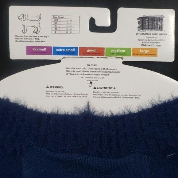 Knit blue tan yellow dog sweater diamond fuzzy - Picture 5 of 7